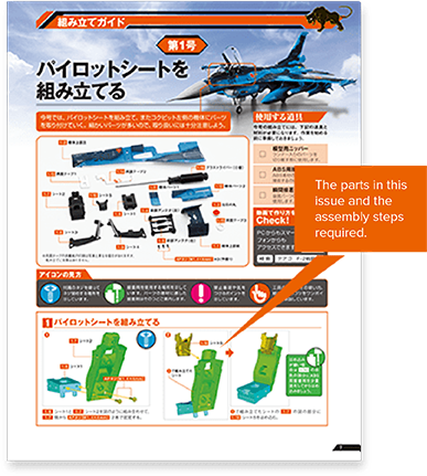 この号に入っているパーツや、必要な道具がひと目でわかります。